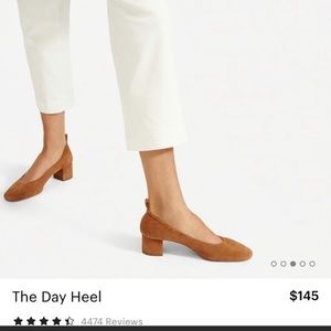 Everlane Day Heels in Cognac Suede